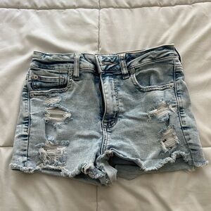 American Eagle Outfitters Light Blue Distressed Jean Shorts